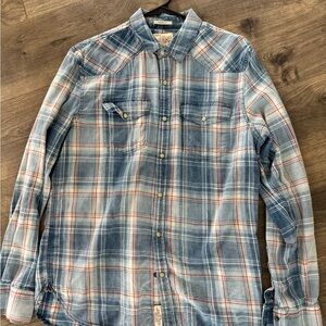 Lucky Brand Men's Light Blue Plaid Shirt